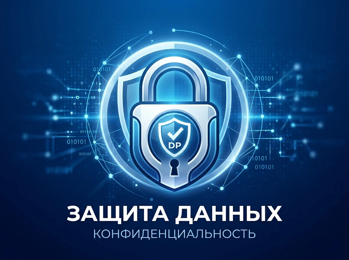 символ защиты данных, замок на синем фоне, иконка конфиденциальности